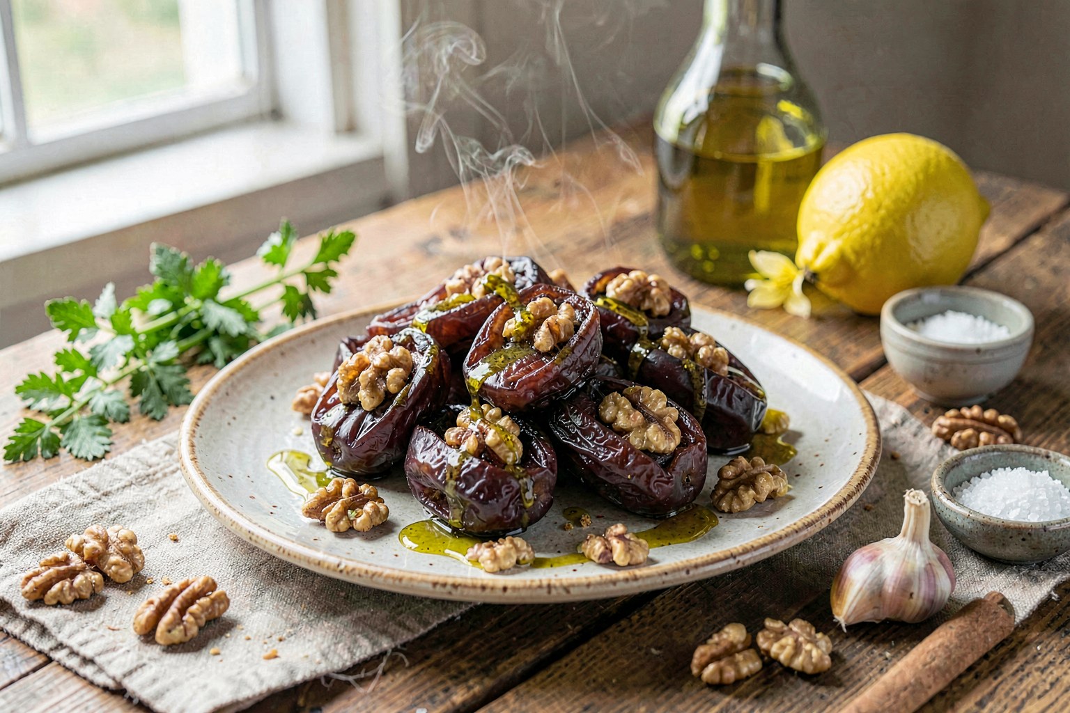 Baked Dates with Walnuts (Levantine Garden Tradition)
