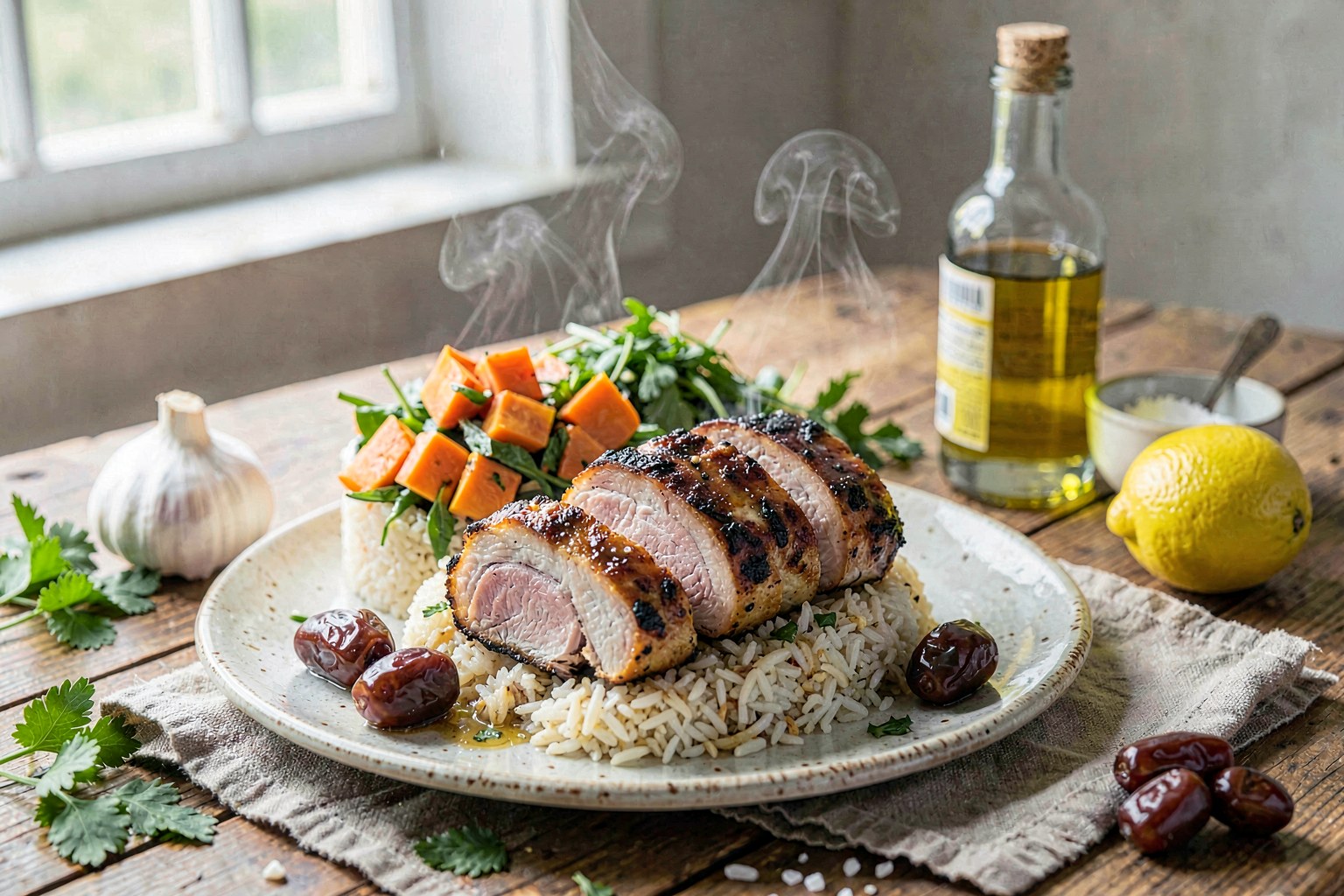 Cơm Tấm: Farm-Fresh Smashed Rice with Herb-Broth Grilled Pork