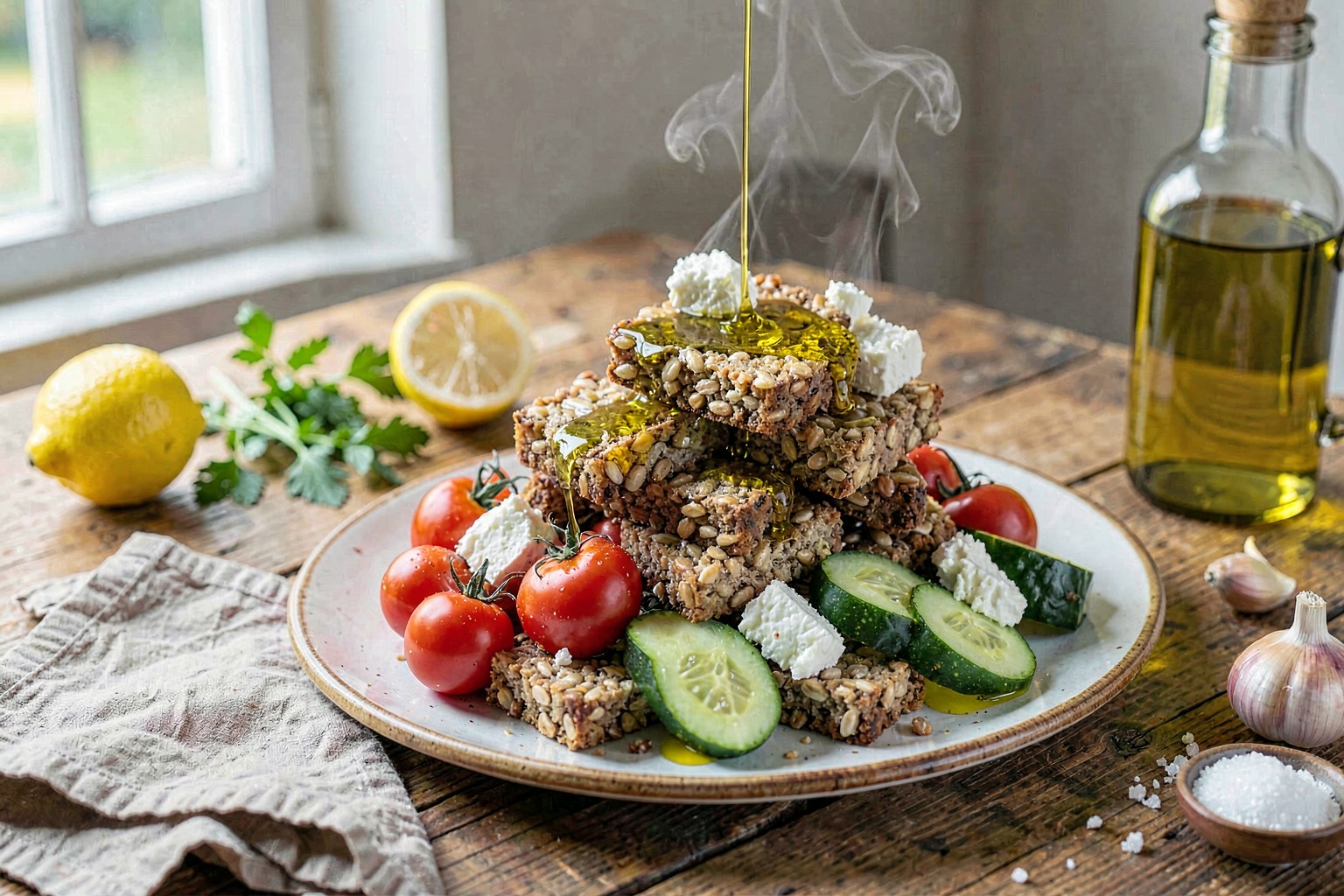 Cretan Dakos with Heirloom Tomatoes and Grass-Fed Feta