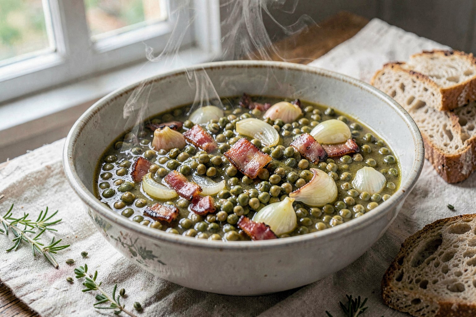Erbseneintopf: Hearty German Pea Stew with Bacon and Barley