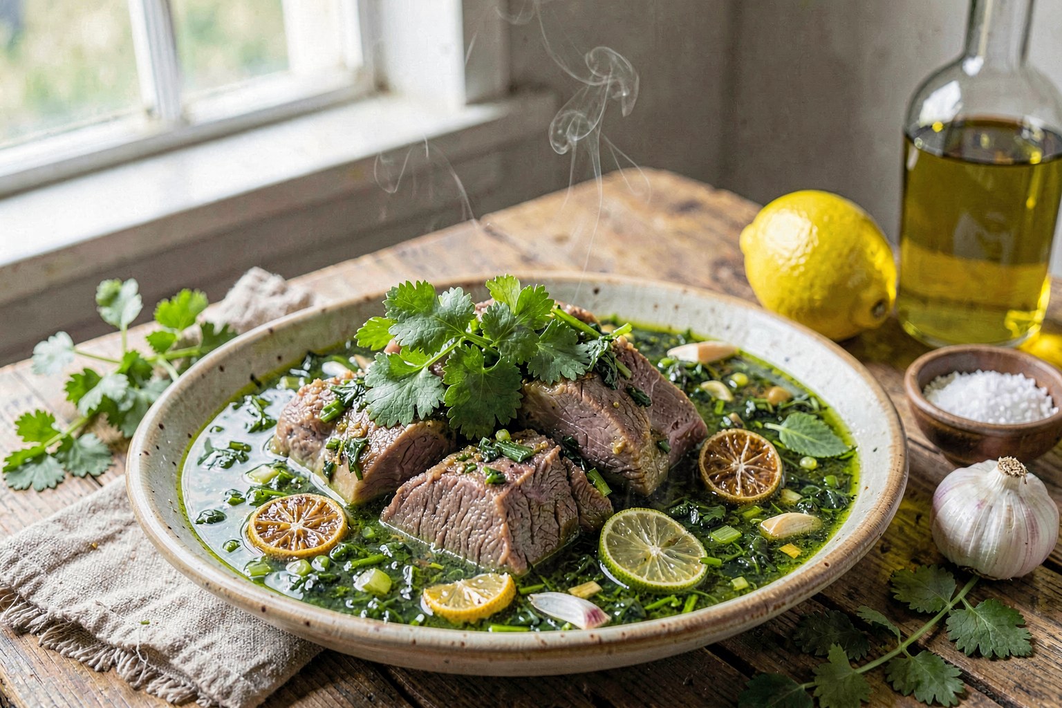 Ghormeh Sabzi-e-Yazd: Saffron-Infused Herb Stew with Wild-Caught Lamb