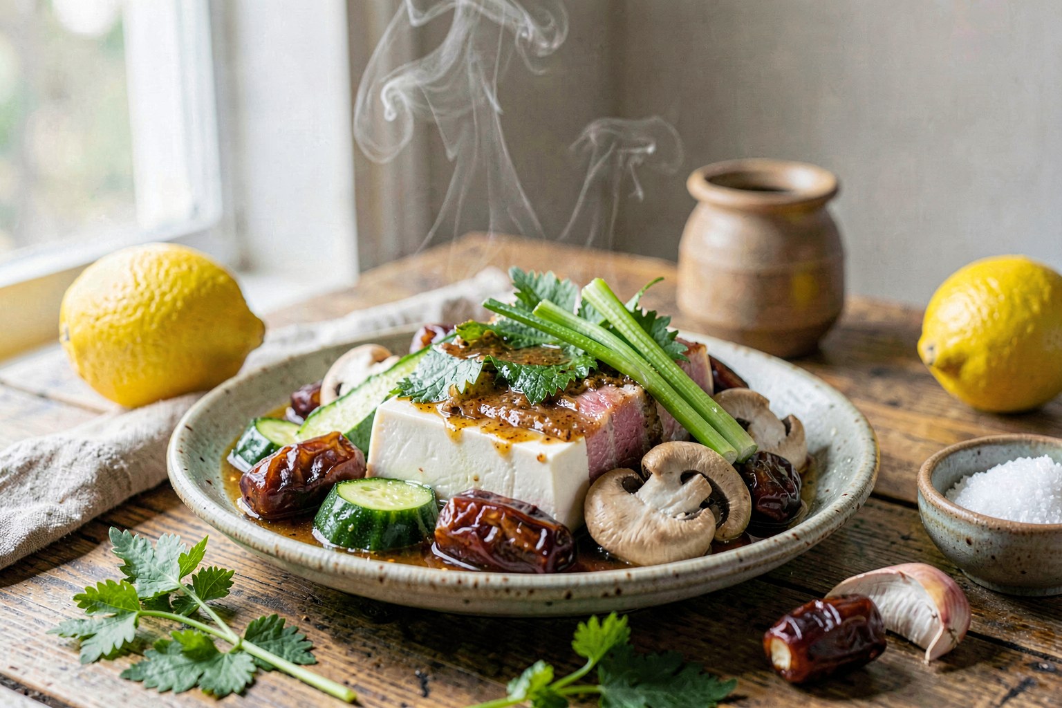 Okinawan Goya Champuru with Pastured Pork and Shimeji Mushrooms