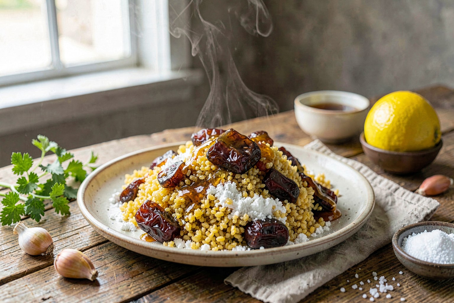 Golden Semolina Harcha with Date-Honey Glaze