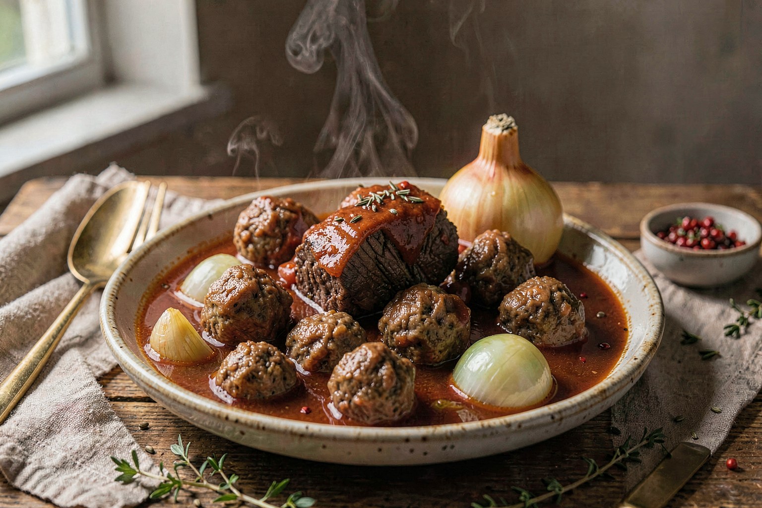 Hortobágyi Gulyás with Meatballs