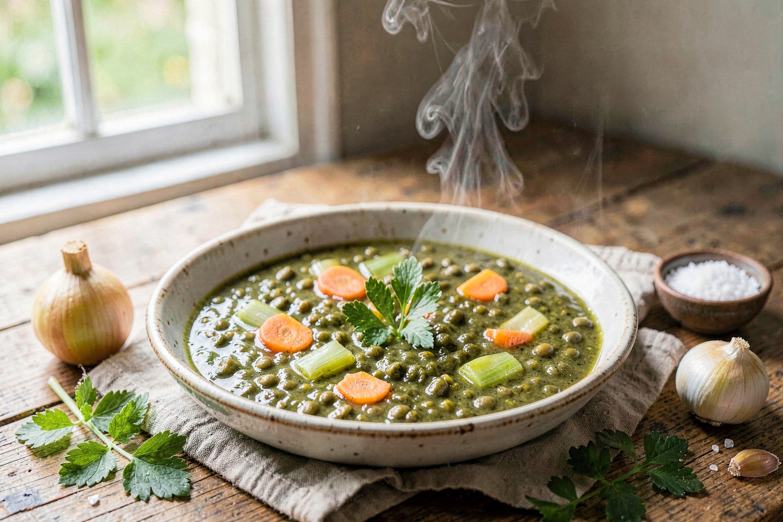 Ikarian Lentil and Wild Garlic Soup (Mediterranean Blue Zone)