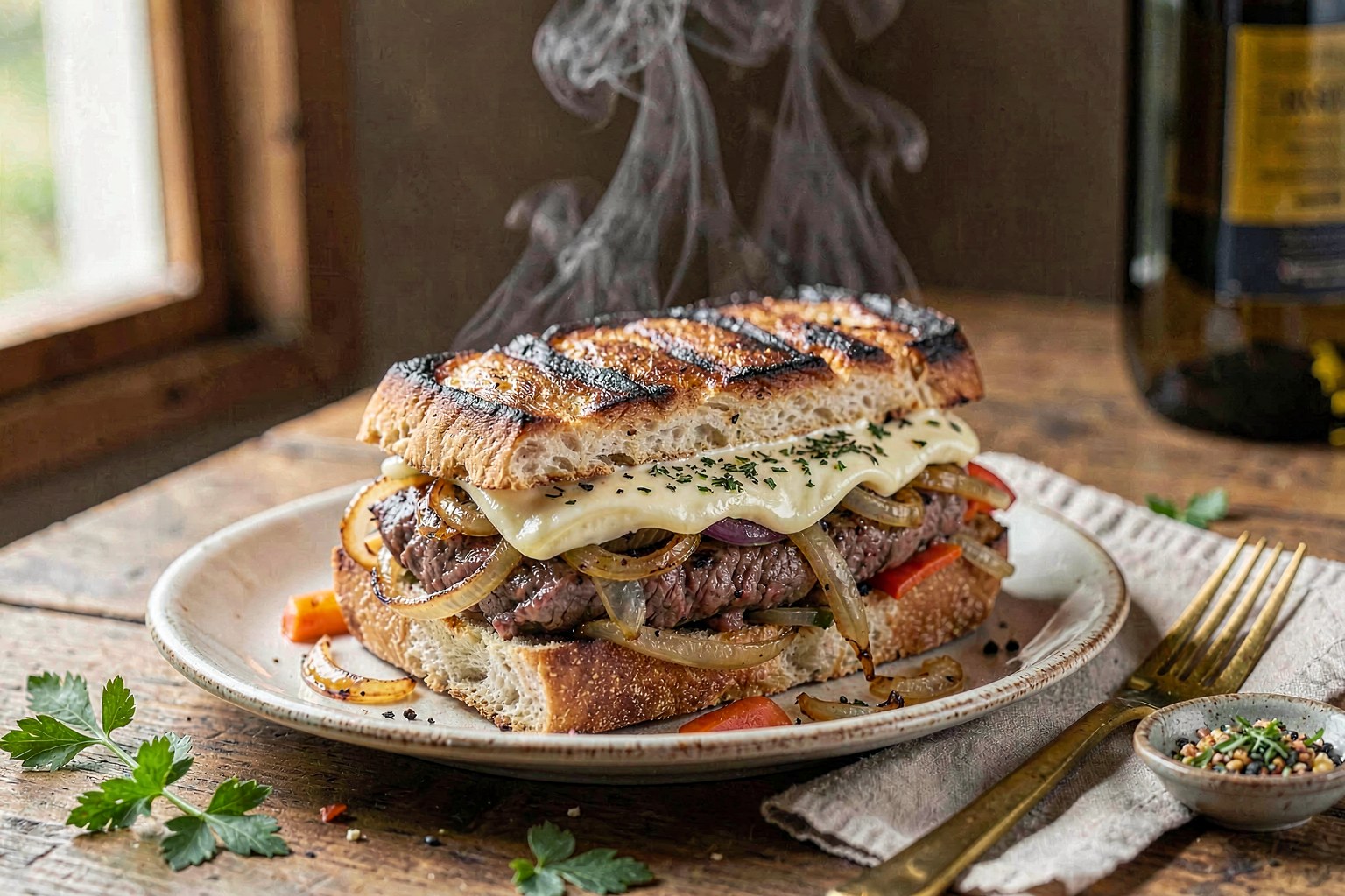 Grilled Lampredotto Sandwich with Cacio e Pepe Butter