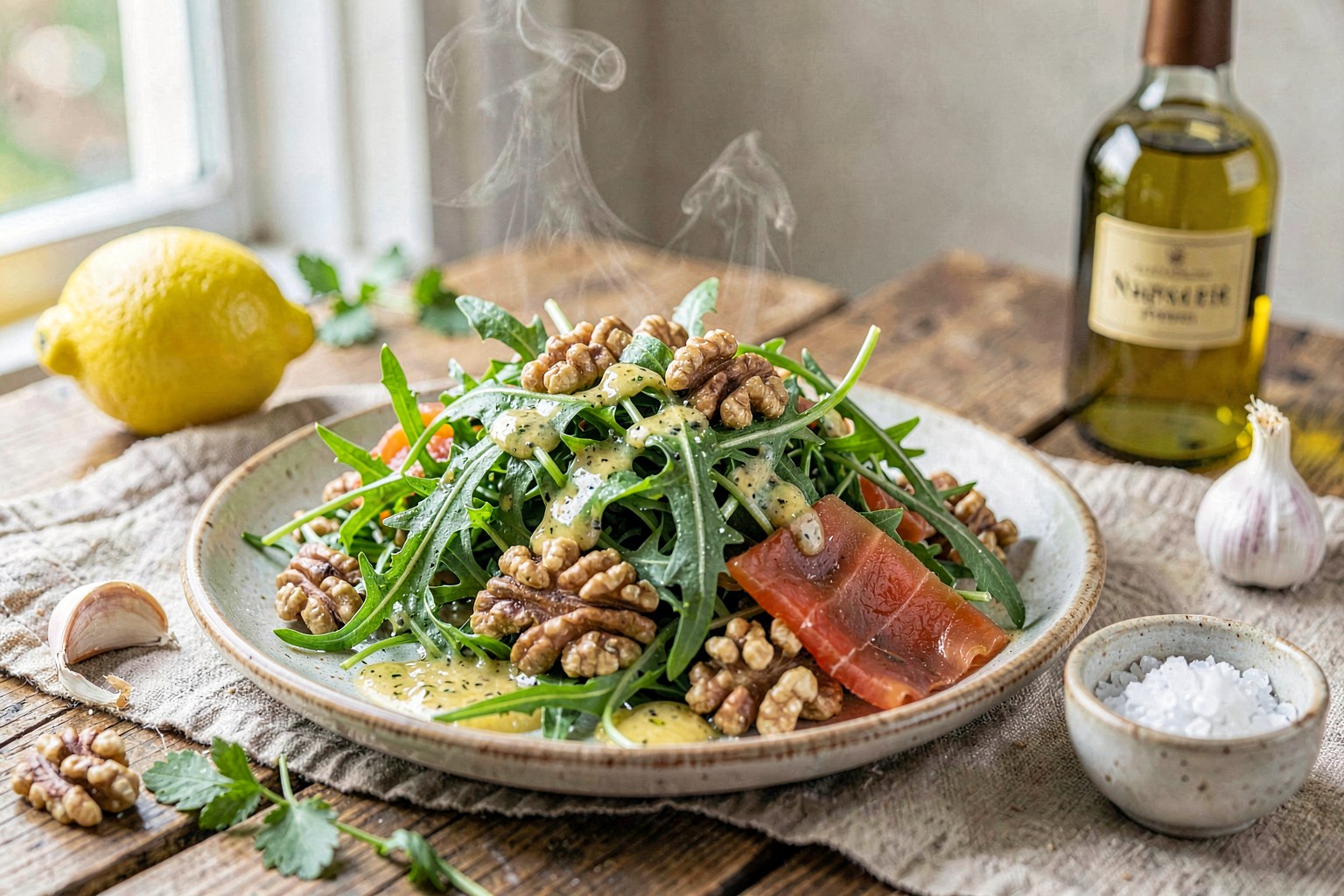 Napa Valley Arugula Salad with Lemon Vinaigrette and Toasted Walnuts