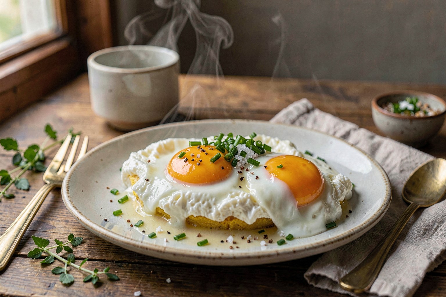 Ovos Meia Pointe (Portuguese Creamy Poached Eggs)