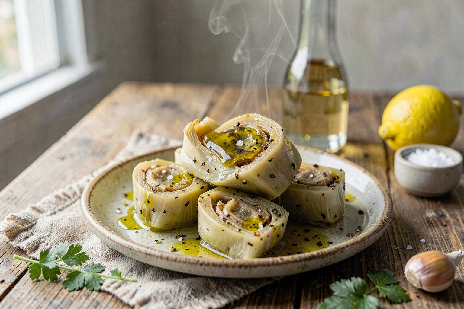 Pickled Artichoke Hearts with Garlic Vinegar (California Farm Tradition)