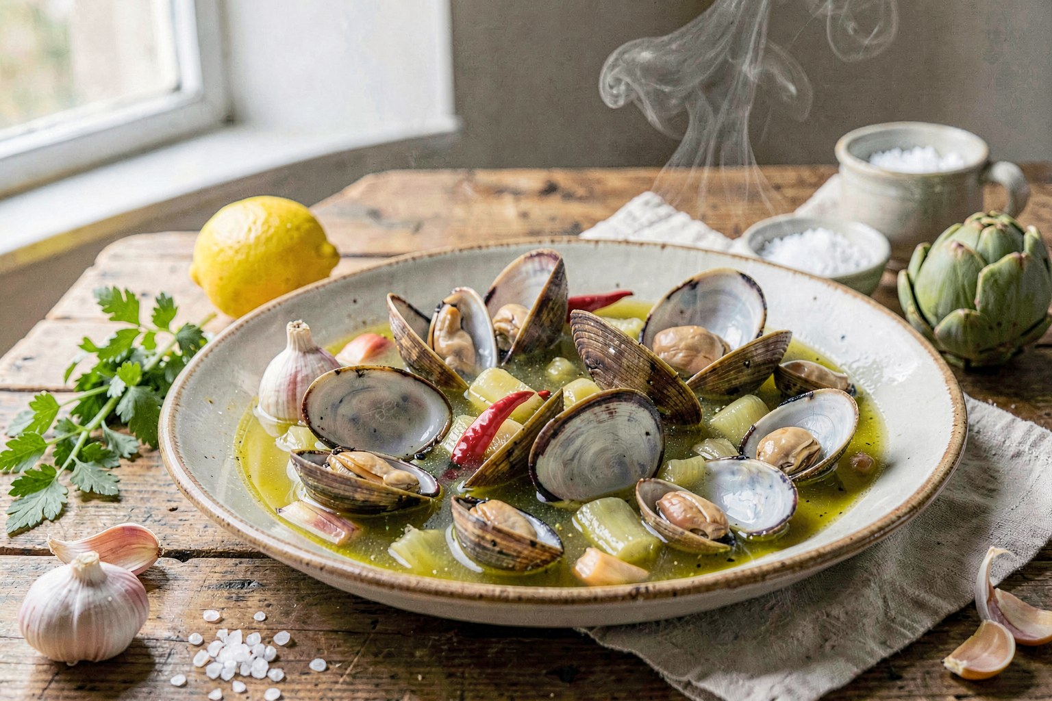 Zuppa di Vongole e Carciofini (Clams & Artichoke Broth)